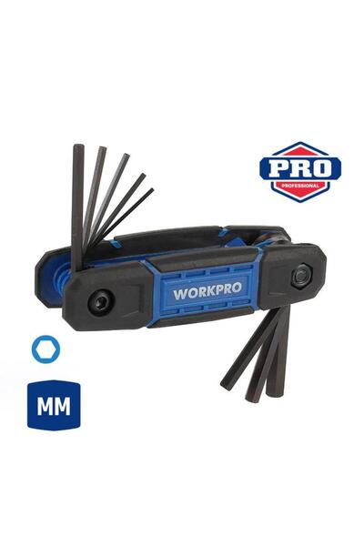 Workpro WP222028 8 Parça CR-V Metrik Çakı Tipi Profesyonel Allen Anahtar Takımı