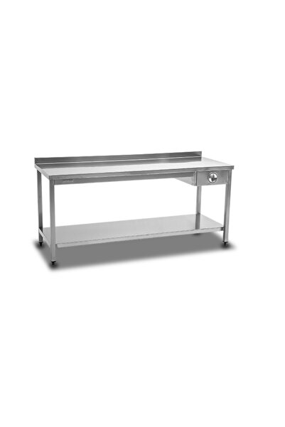 sc sonsesconcept Paslanmaz Çalışma Tezgahı, Alt Tablalı Tek Çekmeceli , Krom,...