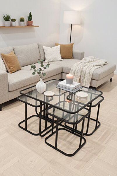 DEKOPRATİK Soho Orta Sehpa - Şeffaf Temperli Kırılmaz Camlı