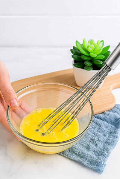 Orvila Stainless Steel Ball End Whisk - Sauce Mixer - Cake Egg Beater - Chrome Handle