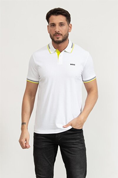 BOSS Erkek Pamuklu Polo Yakalı Düğme Kapamalı Kısa Kollu Beyaz1 T-Shirt 50506...