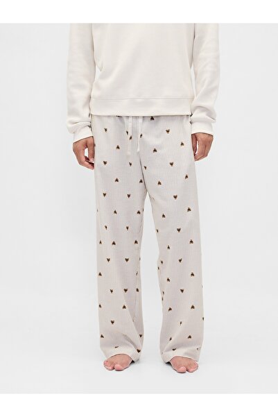 GAP Kadın Kırık Beyaz Softest Flannel Pijama Altı