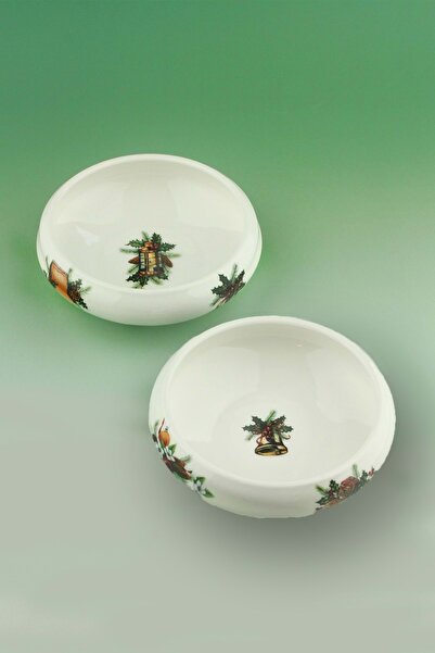 Bursa Porselen Dekor Happy Holidays Medium Size Double Porcelain Bowl