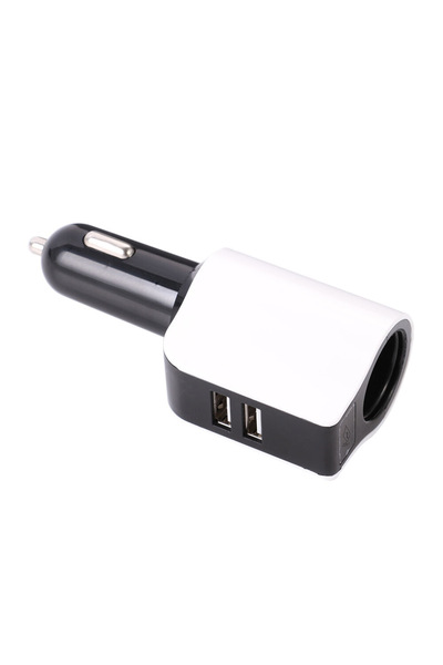 zola Car charger,2xUSB SI 1 x cigarette lighter socket 12-24V, 9.5x4.5x3.3 cm, white/black