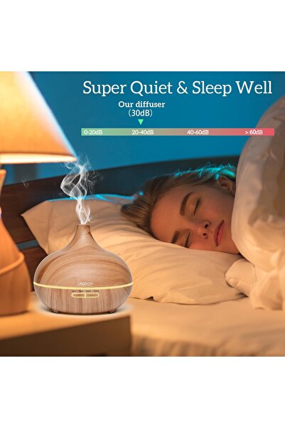 Rakoon Home and Life Rakoon Ultimate Essential Oil Diffuser & Essential Oil Set, 550ml, 4 Timer & 15 Ambient Light, Wood