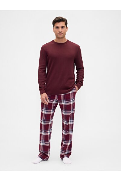 GAP Erkek Bordo Relaxed Flannel Pijama Altı