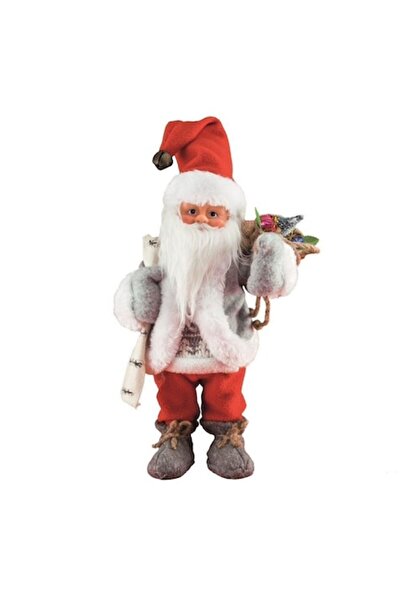 PROCART Figurină Moș Crăciun dansând și cântând, înălțime 30 cm Alb / Roșu