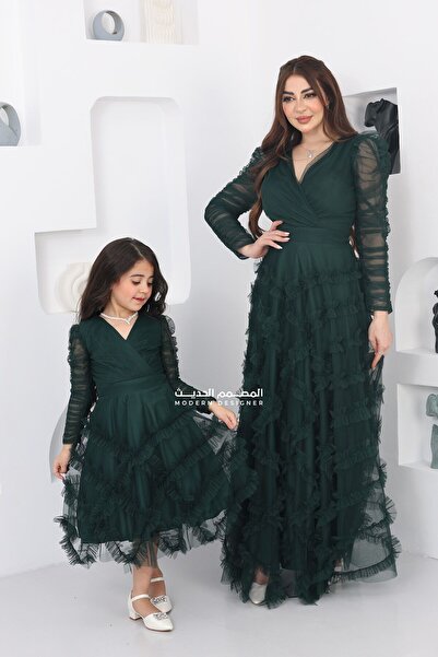 modern designer Luxurious evening dress with tiered tulle