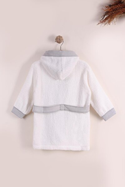 kidello Gray Baby Boy Hooded Dog Patterned Towel Bathrobe