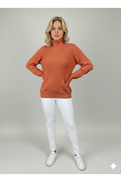 Millionaire Women's Blue Pink Thick Knitted Turtleneck Sweater