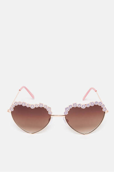 REDTAG Girls Pink Heart Embellished Sunglasses