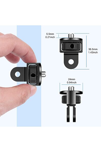 eWINNER Action Camera Tripod Mount Adapter 2PCS 360° 1/4-20 Screw (Black)