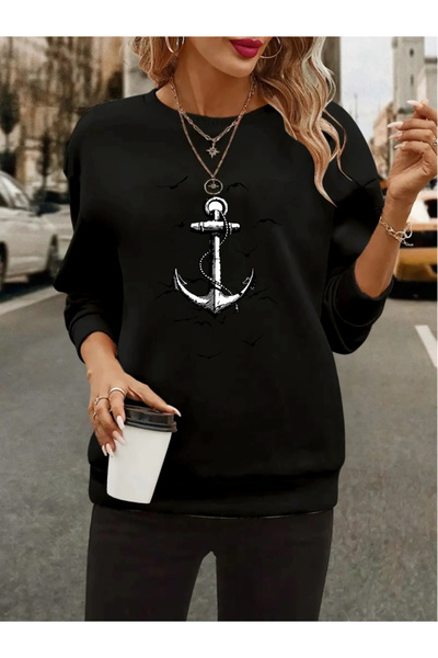 GENCULUS Women's Long Sleeve Crew Neck Print Viscose Two Thread Blouse