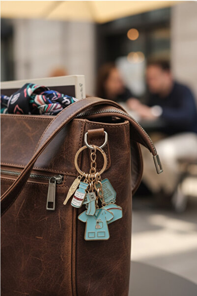 Modex Gold Yellow Heart Detail Lock Thermometer Health Figured Bag Accessory Keychain