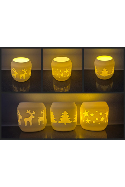 Masaüstü Yılbaşı Lambası / Yılbaşı Süsü / Yılbaşı Led Süsü / Mum Led 3Lü