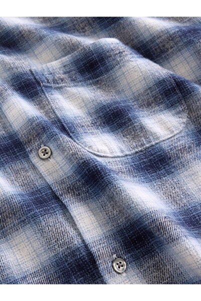 GAP Erkek Mavi Organik Pamuk Relaxed Flannel Gömlek