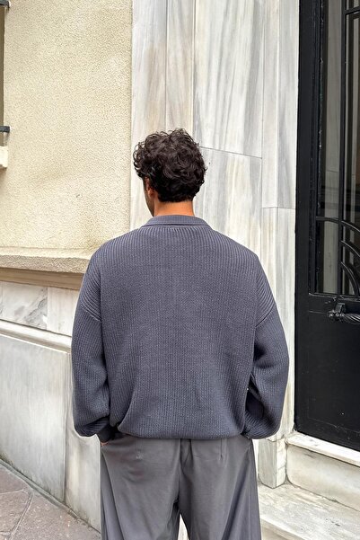 Flaw Wear Half Zip Polo Neck Knit Sweater