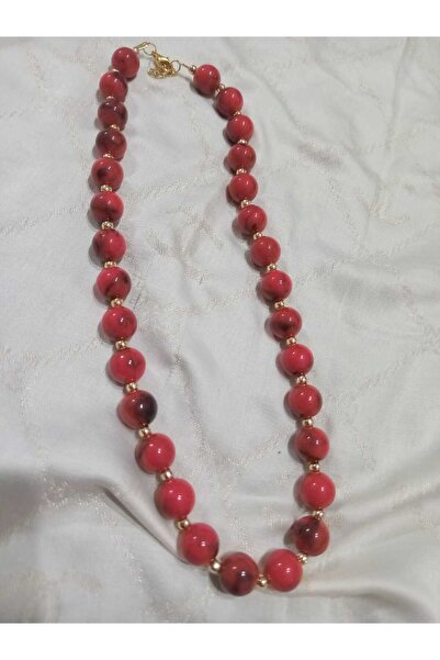 golden takış Red Color Necklace Bracelet Set