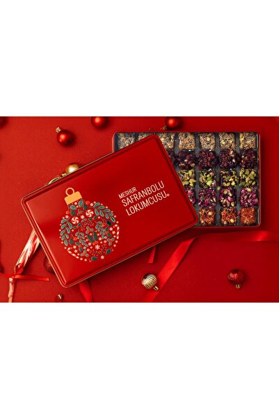 MEŞHUR SAFRANBOLU LOKUMCUSU علبة حلوى اللقم التركية المتنوعة باللون الأحمر لع...