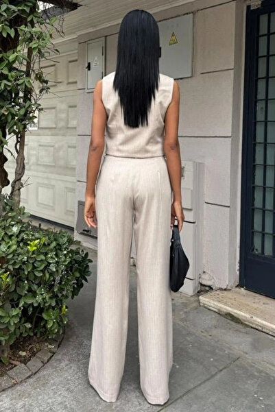 GENCULUS Vest Cross Detail Buttoned Pocket Vest Suit 10150