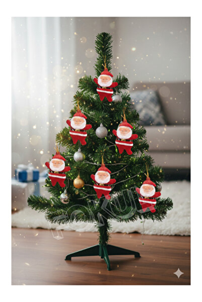 FOKUL Christmas Tree Ornament 6 Pieces Santa Claus Ornament Christmas Figure Set of 6 Red Christmas Tree Santa Claus Ornament