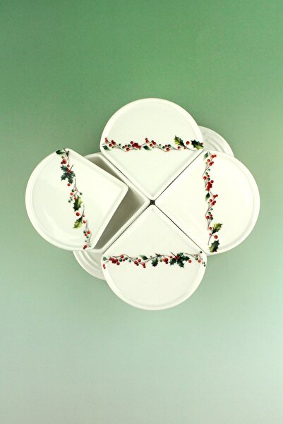 Bursa Porselen Dekor Christmas 4-Piece Porcelain Breakfast Set with Lids