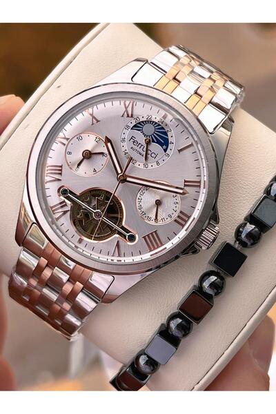 Ferrucci 3 Atm Men's Wristwatch with Automatic Moonlight and Sun Dial and Bracelet Gift Ff.G3606.4