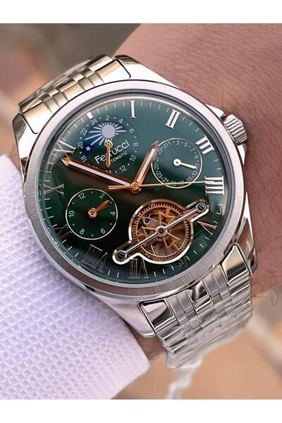 Ferrucci 3 Atm Men's Wristwatch with Automatic Moonlight and Sun Dial and Bracelet Gift Ff.G3606.2