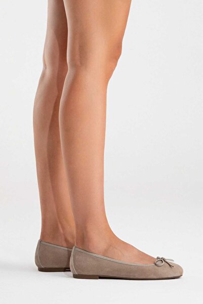 Zeynep Sıradağlı Poetry Women's Leather Ballerinas Mink Suede