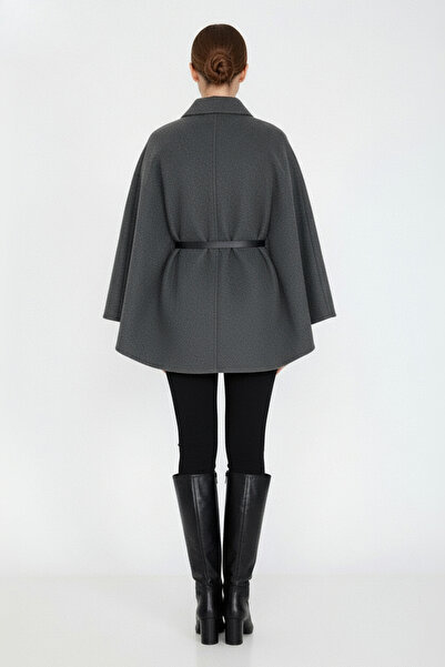 HepsitrentStore Standard Size Belt Detailed Cashmere Cape Poncho