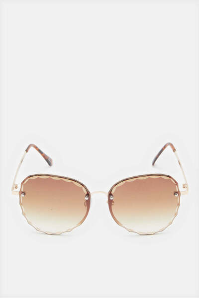 REDTAG Women Gold Metal Oversized Sunglasses