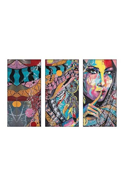 Sasb لوحة فنية جدارية مزخرفة بدون إطار - 3 قطع متعددة الألوان 120 × 80 سم