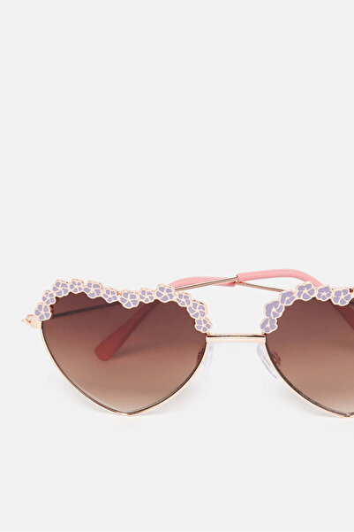 REDTAG Girls Pink Heart Embellished Sunglasses