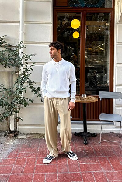 Flaw Wear Buttoned Polo Neck Knitwear Sweater