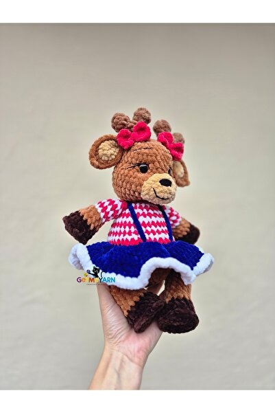 OEM Handmade Crochet Reindeer Plush – Ember, 32 cm Soft Amigurumi Doll, Christmas Gift