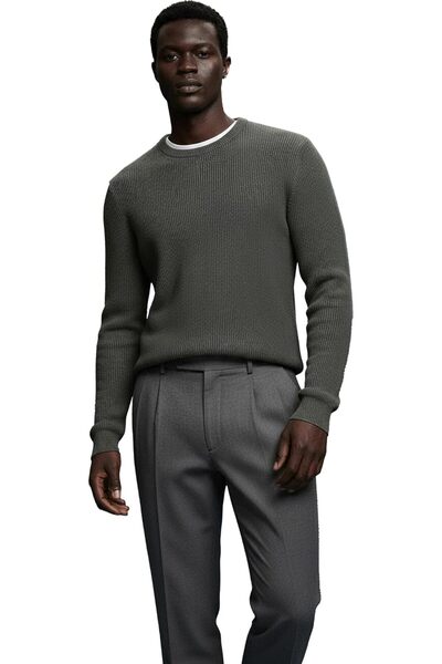 ANTHONY JACKSON Premium Cotton Ribbed Knit Sweater Giordani