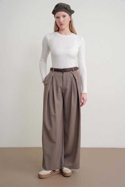 Mixray 6736 Women's Crew Neck Drop Shoulder Knit Sweater Bone