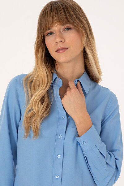 U.S. Polo Assn. Women's Light Blue Long Sleeve Basic Shirt 50316711-Vr003