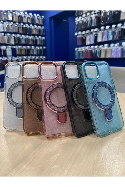 SELVİ İphone 13/14/15 Uyumlu Magsefe İle Uyumlu Parlak Simli Kılıf