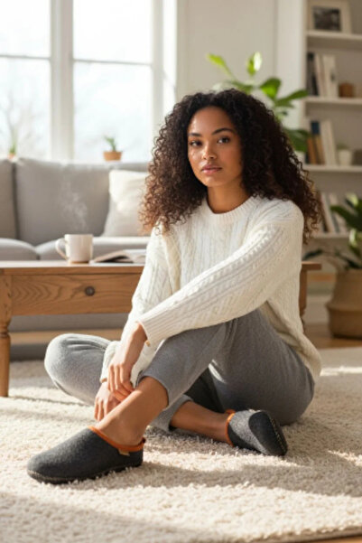 GEZER Unisex Non-Slip Sole Felt Comfortable Soft Sole Home Slippers