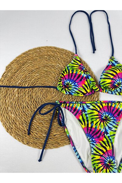 FUNELLA Patterned Side and Neck Tie Stylish Women's Bikini Set