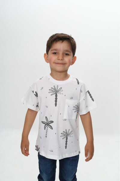 Toontoy Boy's Printed Crew Neck Short Sleeve T-Shirt - Single Pocket