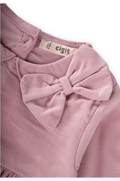 Cigit Βελούδινο Φόρεμα 1-8 ετών Πούδρα Ροζ