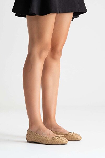 Zeynep Sıradağlı Preslie Women's Leather Ballet Flats Caramel