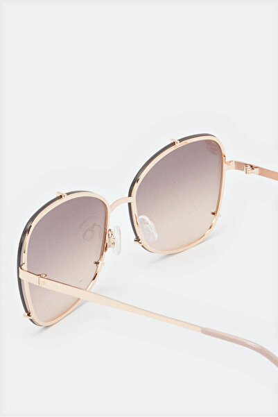 REDTAG Women Gold Metal Oversized Sunglasses