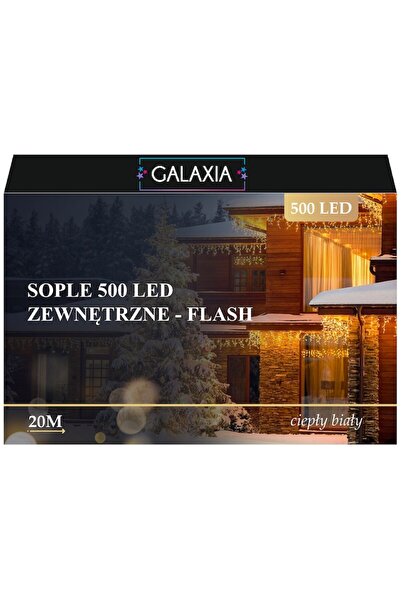 xpress sales GALAXIA Christmas Icicle Lights with Flash, 20m, 500 LEDs, Waterproof, Curtain, Warm White