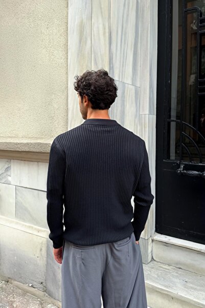 Flaw Wear Buttoned Polo Neck Knitwear Sweater