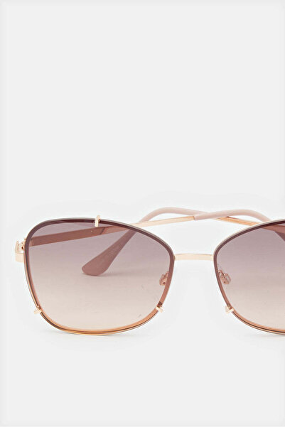 REDTAG Women Gold Metal Oversized Sunglasses