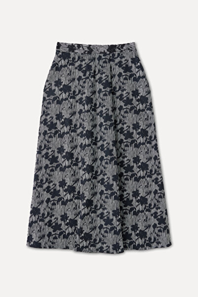 Mudo Printed Pleated Detail Midi Skirt
