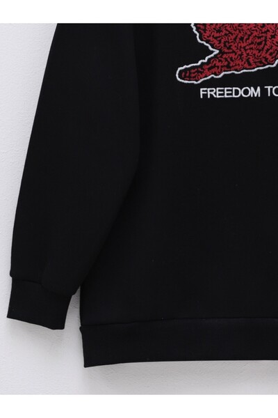 HİJABAYA Bird Printed Rose Gold Crew Neck Sweat